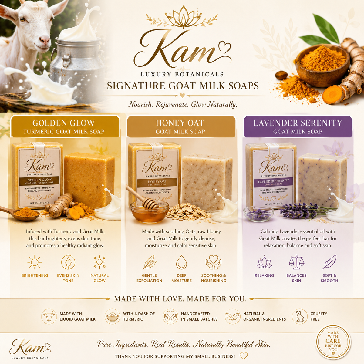 KAM Handcrafted Goat Milk Soap Collection