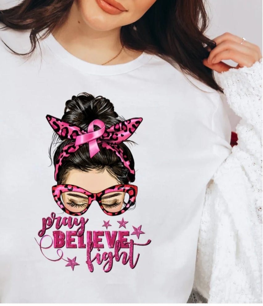 Shortsleeve T Shirt  Pray Believe Fight